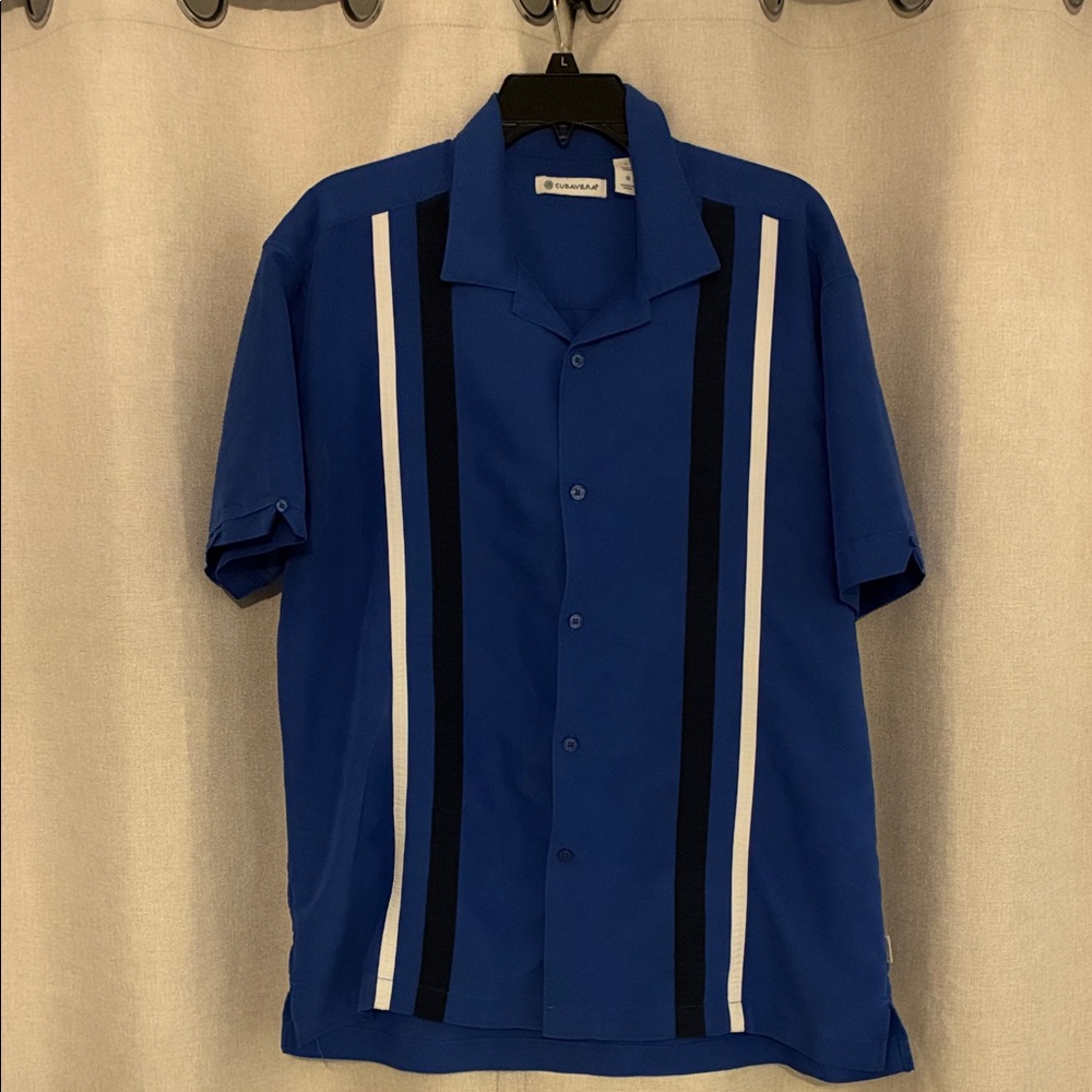 Cubavera Royal Blue and White Striped Shirt